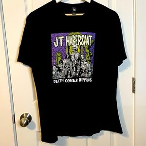 District JT Habersaat ‘Death Comes Riffing’ black graphic tee unisex sz XL